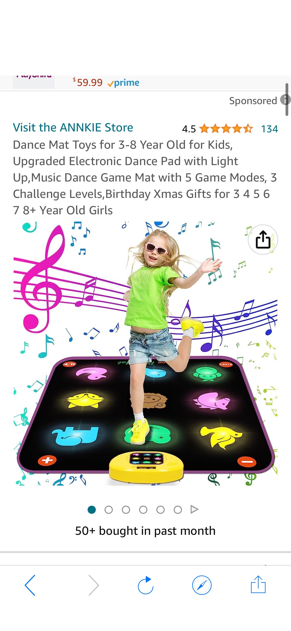 Amazon.com: Dance Mat Toys for 3-8 Year Old for Kids, Upgraded Electronic Dance Pad with Light Up,Music Dance Game Mat with 5 Game Modes, 原价69.99