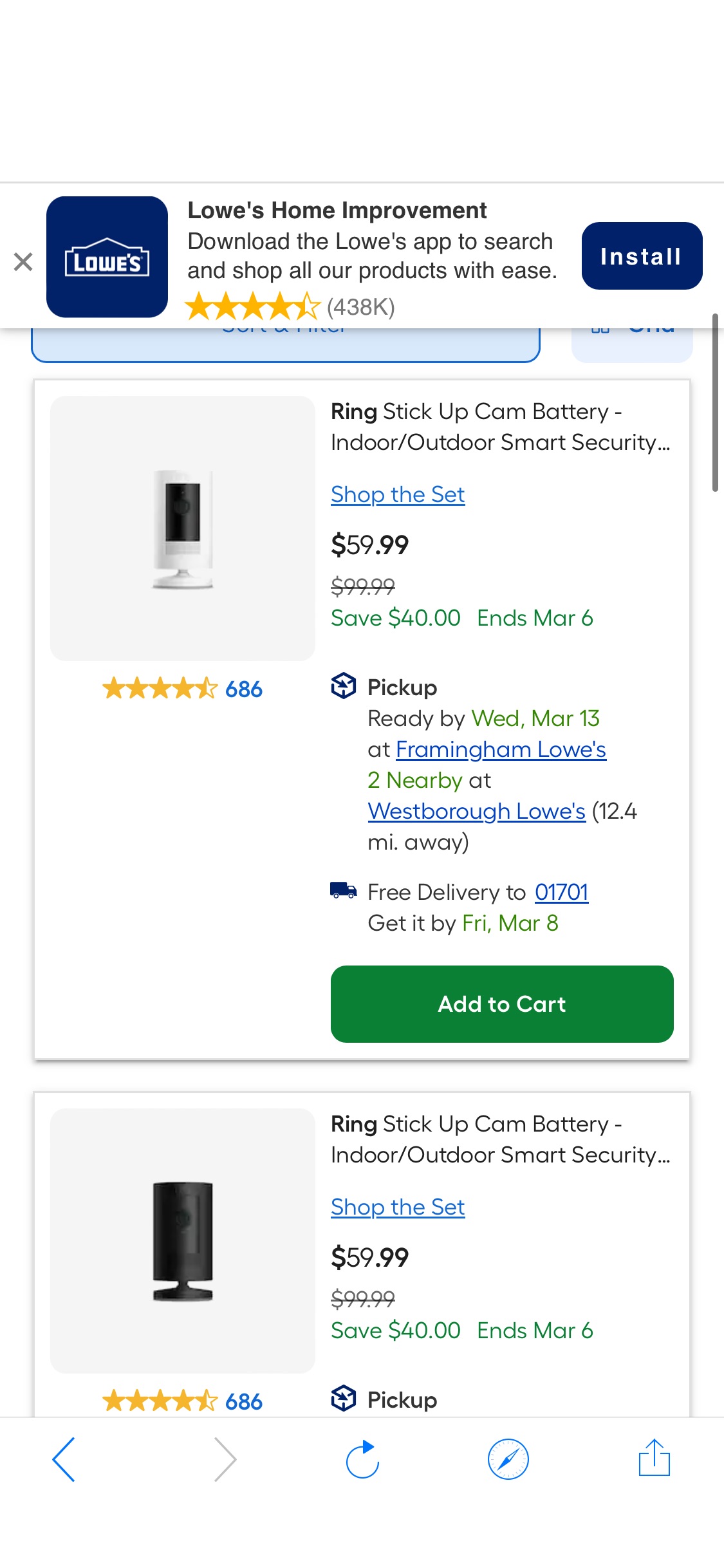 at Lowes.com：40% Off: Select Ring Security Cameras