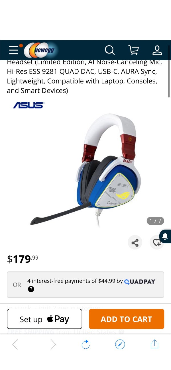 ASUS ROG Delta GUNDAMEDITIONGaming Headset (Limited Edition, AINoiseCanceling Mic,HiResESS9281QUADDAC,USBC,AURASync,Lightweight,CompatiblewithLaptop,Consoles, and Smart Devices) Gaming Headsets 耳机