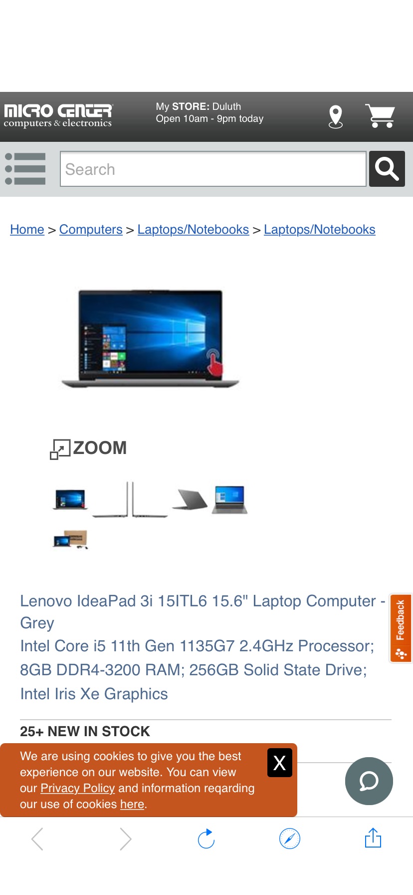 Lenovo IdeaPad 3i 15ITL6 15.6" Laptop Computer - Grey; Intel Core i5 11th Gen 1135G7 2.4GHz Processor; 8GB DDR4-3200 - 256内存