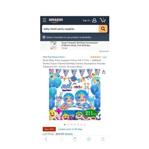 $35.99 Amazon.com: Shark Baby Party Supplies theme Set 211Pcs – Habbipet Sharks Ocean Themed Birthday Parties Decorations Includes Tableware Kit - Serves 16 Guest (Blue) :宝宝鲨鱼211件派对装饰