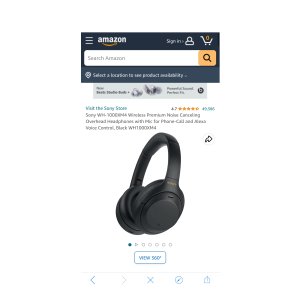 $348 Amazon.com: Sony WH-1000XM4 Wireless Premium Noise Canceling Overhead Headphones with Mic for Phone-Call and Alexa Voice Control, Black WH1000XM4 : Electronics