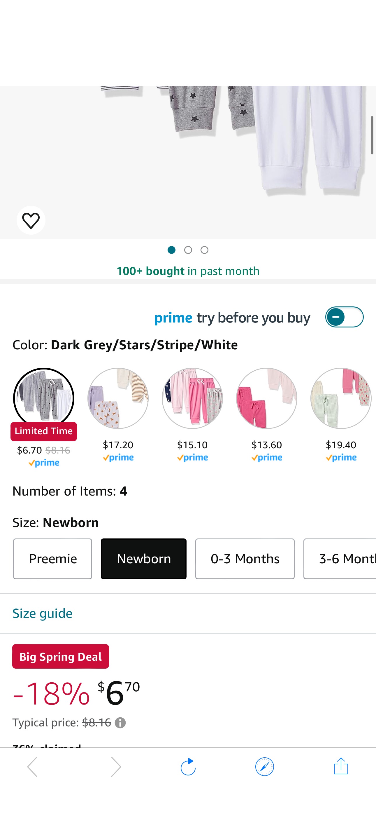 Amazon.com: Amazon Essentials Baby Girls' Cotton Pull-On Pants, Pack of 4, Dark Grey/Stars/Stripe/White, Newborn : Clothing, Shoes & Jewelry