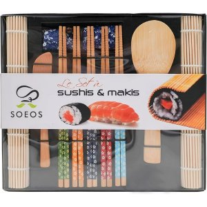 Soeos 寿司制作卷帘、饭勺、筷子等10件套