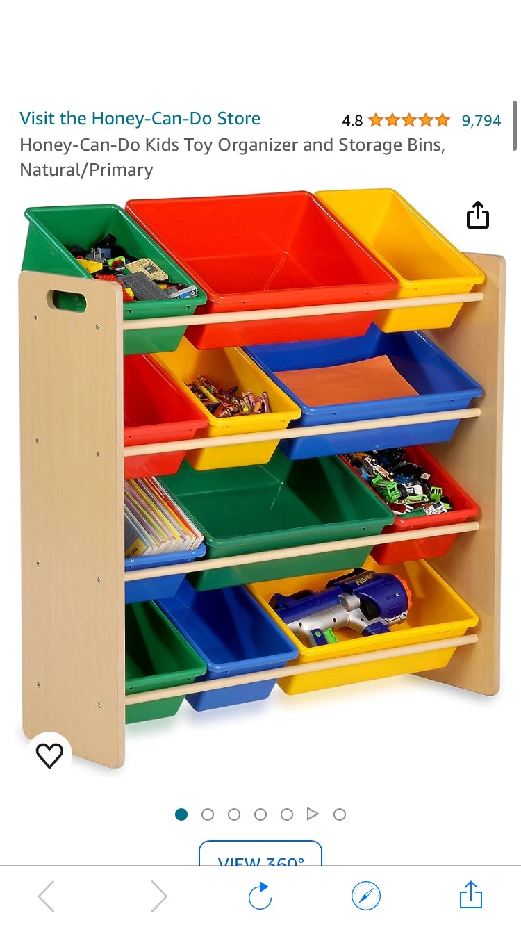 Honey-Can-Do收納架Kids Toy Organizer and Storage Bins, Natural/Primary : Baby