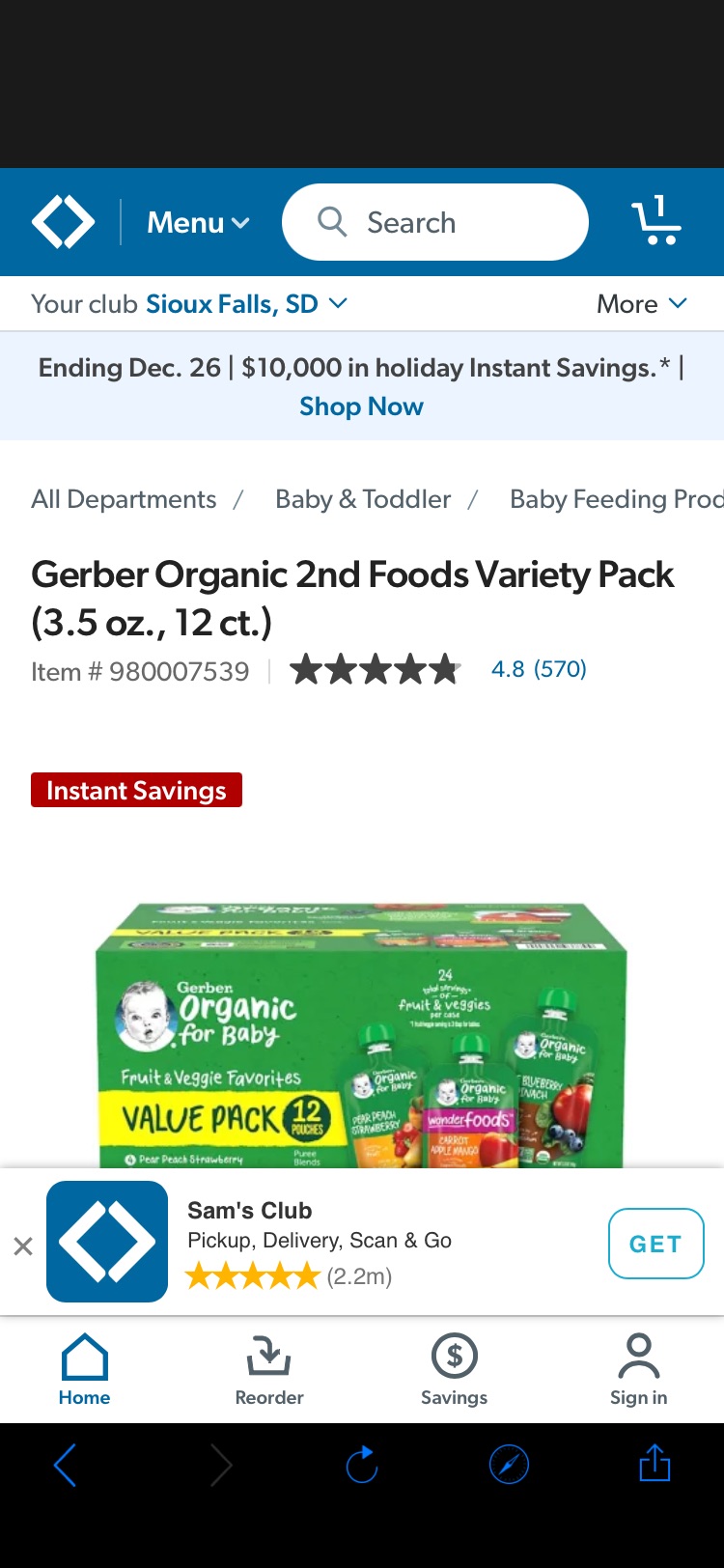 Gerber Organic 2nd Foods Variety Pack (3.5 oz., 12 ct.) - Sam's Club