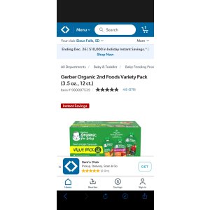 $12.98 Gerber Organic 2nd Foods Variety Pack (3.5 oz., 12 ct.) - Sam s Club