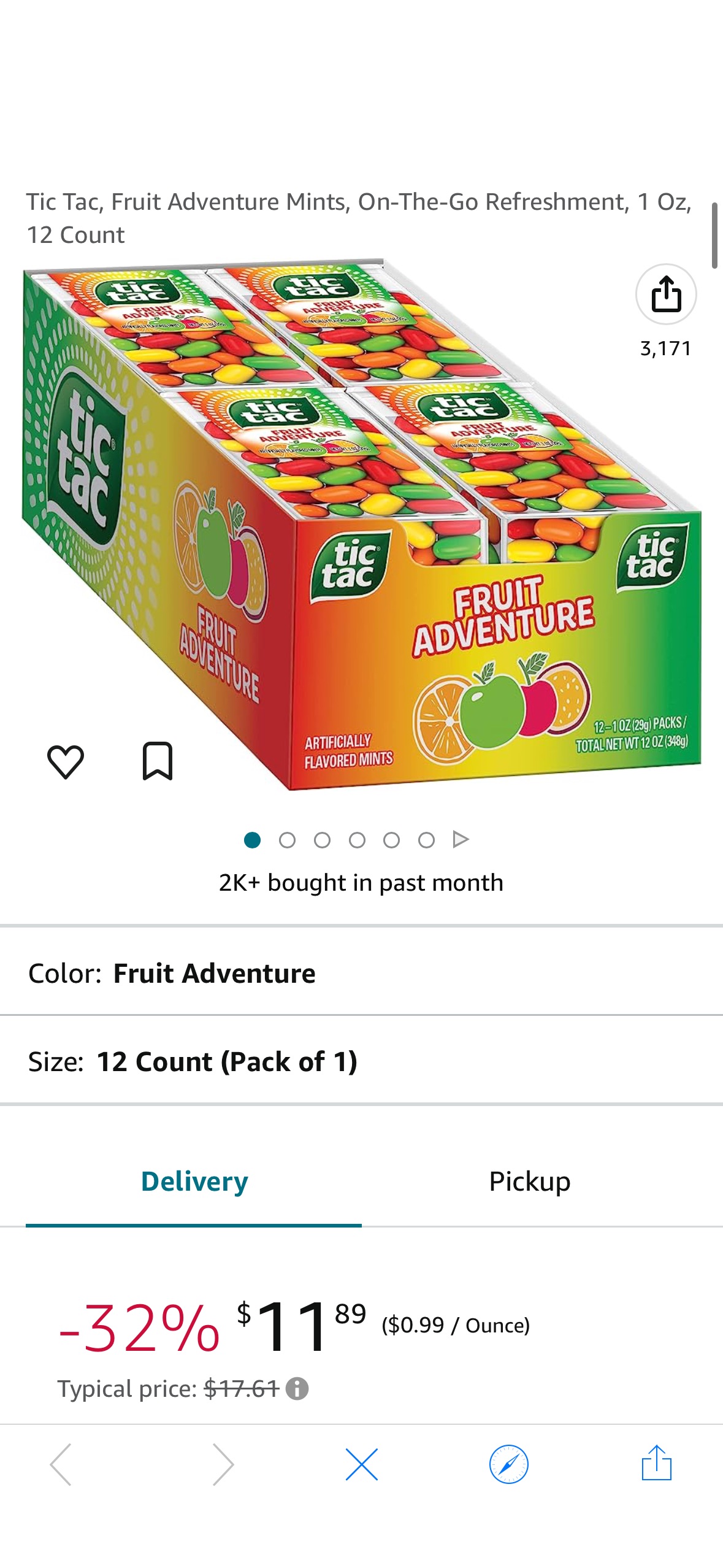 Amazon.com : Tic Tac, Fruit Adventure Mints, On-The-Go Refreshment, 1 Oz, 12 Count : Candy Mints : Grocery & Gourmet Food
