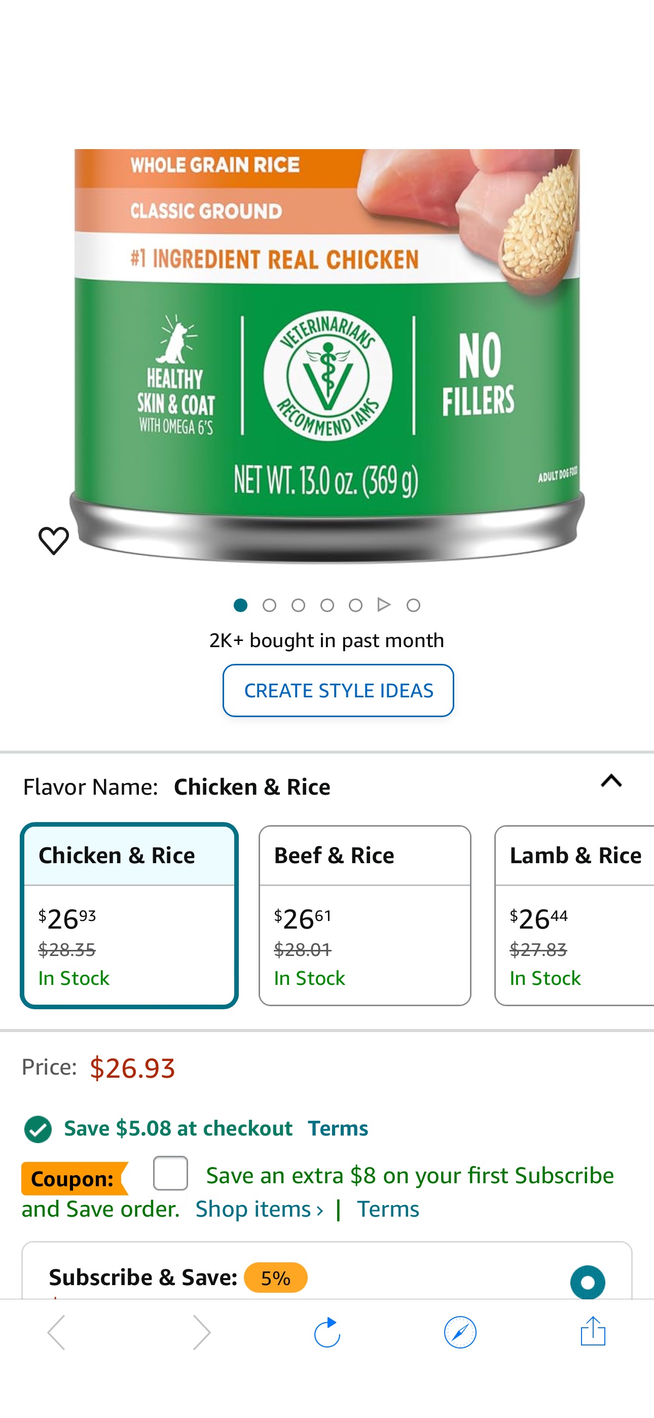 IAMS Proactive Health Dog Food, Ground Savory Dinner with Chicken & Rice, 13.2-Ounce Cans (Pack of 12): Canned Wet Pet Food: Pet Supplies:两个coupon