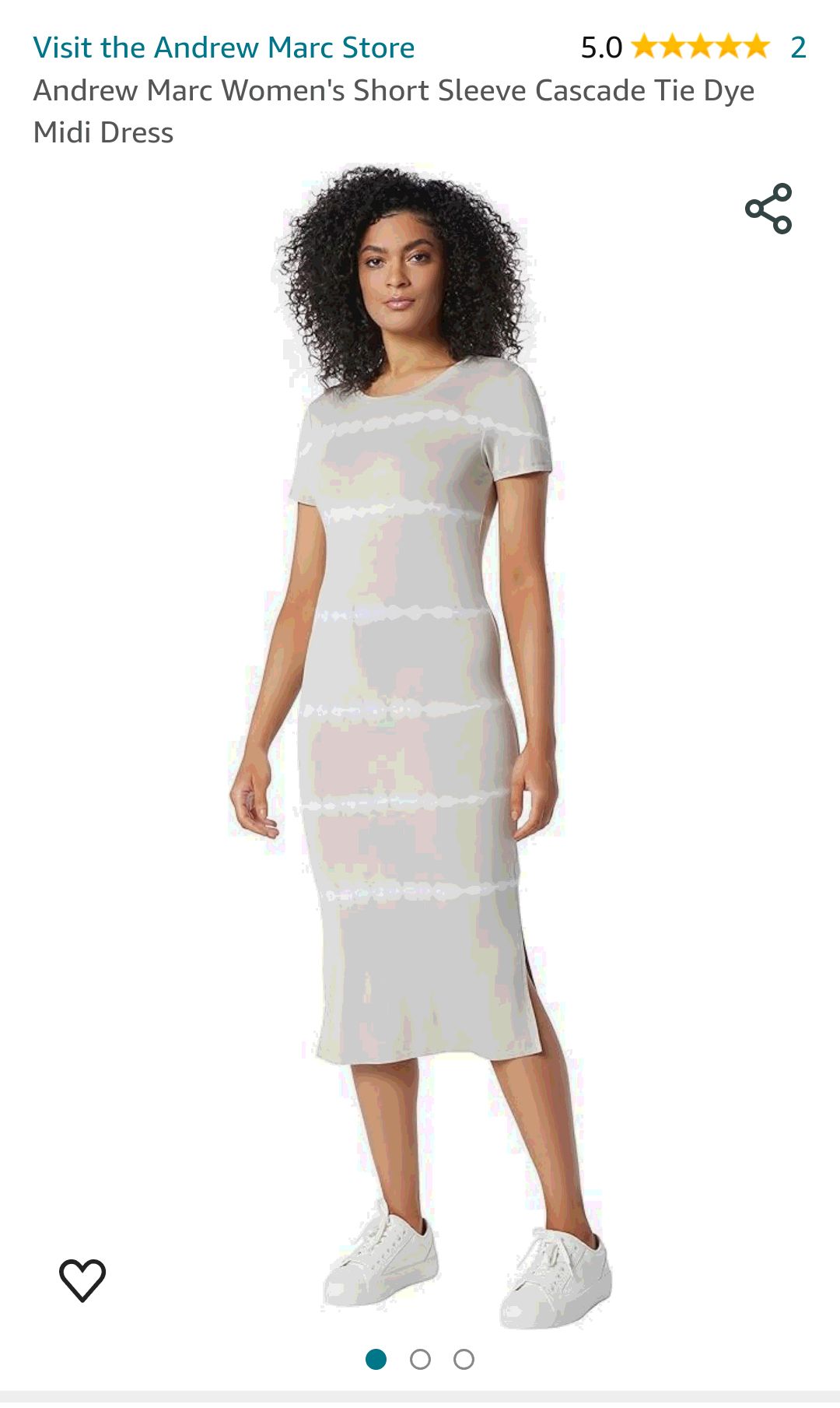 Andrew Marc Women's Short Sleeve Cascade Tie Dye Midi Dress, Sand, Small at Amazon Women’s Clothing store