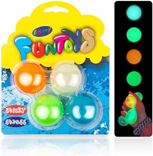 4 Pcs Glow Sticky Balls Stress Relief Balls