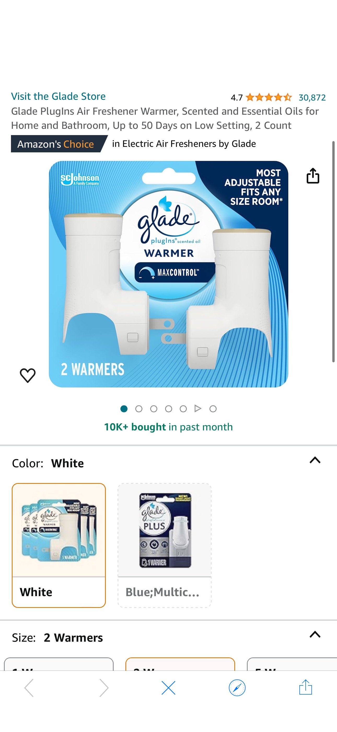 Amazon.com: Glade PlugIns Air Freshener Warmer, Scented and Essential Oils for Home and Bathroom, Up to 50 Days on Low Setting, 2 Count : Everything Else