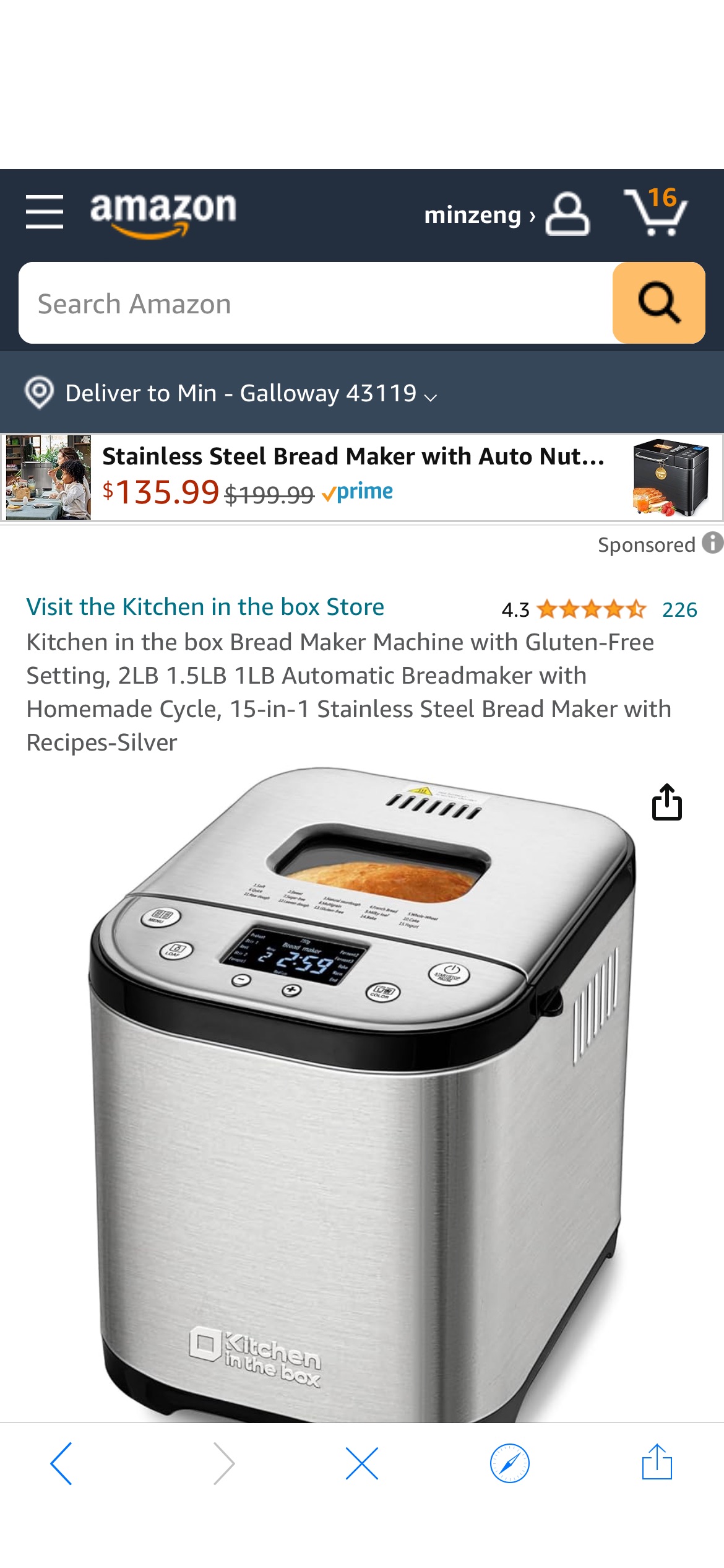 Amazon.com: Kitchen in the box Bread Maker Machine with Gluten-Free Setting, 2LB 1.5LB 1LB Automatic Breadmaker with Homemade Cycle, 15-in-1 Stainless Steel Bread Maker with Recipes-Silver: Home & Kit