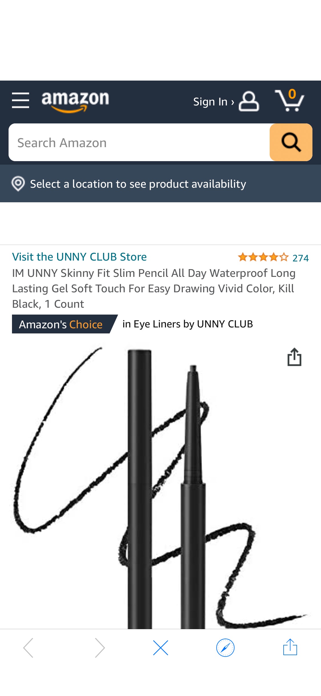 Amazon.com : IM UNNY Skinny Fit Slim Pencil All Day Waterproof Long Lasting Gel Soft Touch For Easy Drawing Vivid Color, Kill Black