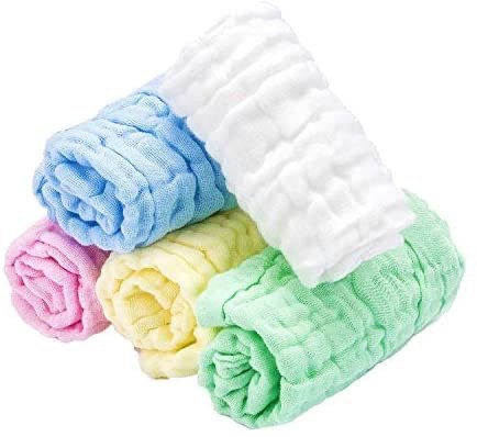 Baby Muslin Washcloths 5 Pack 12x12 inches