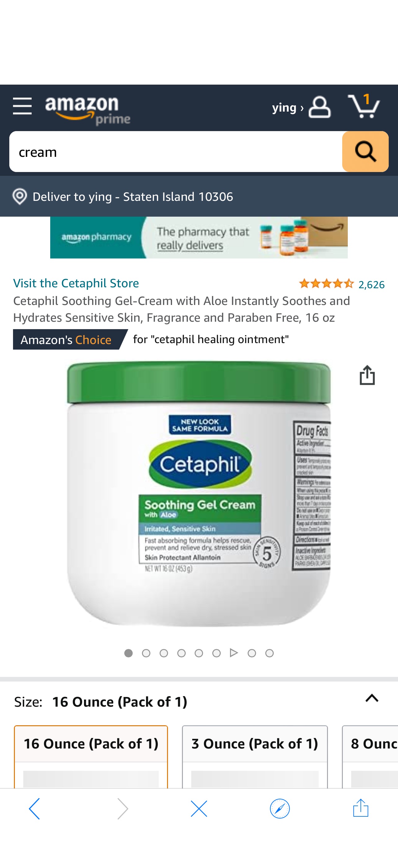 Amazon.com : Cetaphil Soothing Gel-Cream with Aloe Instantly Soothes and Hydrates Sensitive Skin, Fragrance and Paraben Free, 16 oz : Beauty & Personal Care