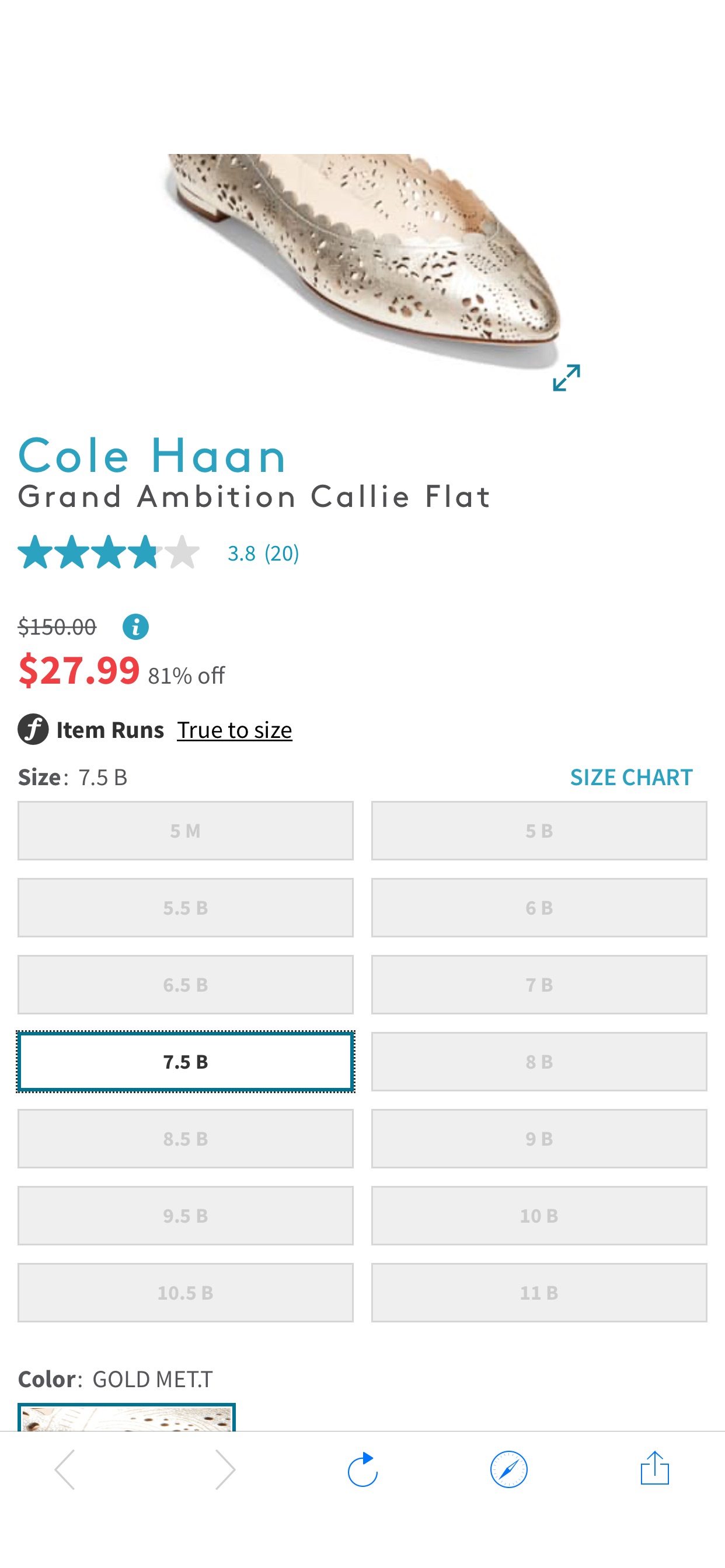 Cole Haan | 镂空平底鞋Grand Ambition Callie Flat | Nordstrom Rack