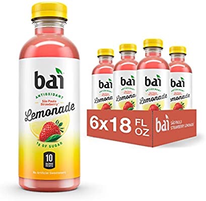 Bai Flavored Water, São Paulo Strawberry Lemonade, Antioxidant Infused Drinks, 18 Fluid Ounce Bottles, 6 Count: Amazon.com: Grocery & Gourmet Food饮料