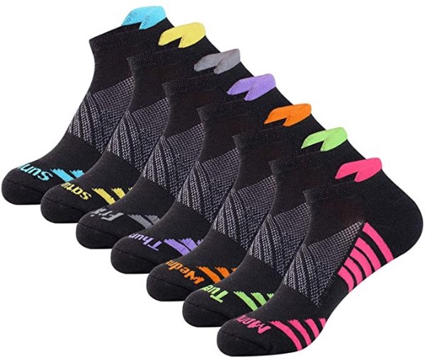 JOYNÉE 6 Pairs Women's Ankle Athletic Running Socks Performance Cushioned Low Cut Sports Socks with Heel Tab