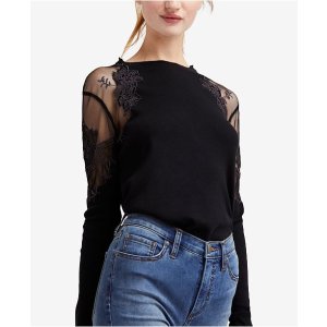 $29 Free People Daniella Embroidered Illusion 蕾丝上衣