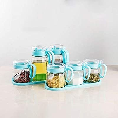 Xilei Condiment Container Seasoning Box 6 Pieces with Spoon Lid and Base Storage