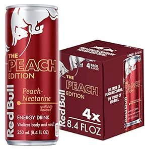 Red Bull Peach Nectarine, 8.4 Fl Oz Cans, 4 Pack
