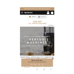 $141.75 Nespresso全场胶囊咖啡机75折
Vertuo Coffee & Espresso Machines | Nespresso USA