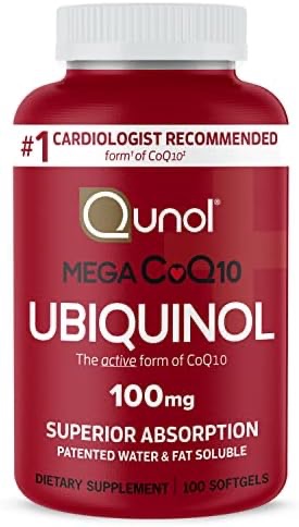 Amazon.com: Qunol Ubiquinol CoQ10 100mg Softgels, Qunol Mega Ubiquinol 100mg - Superior Absorption - Active Form of Coenzyme Q10 for Heart Health - 100 Count : Health & Household