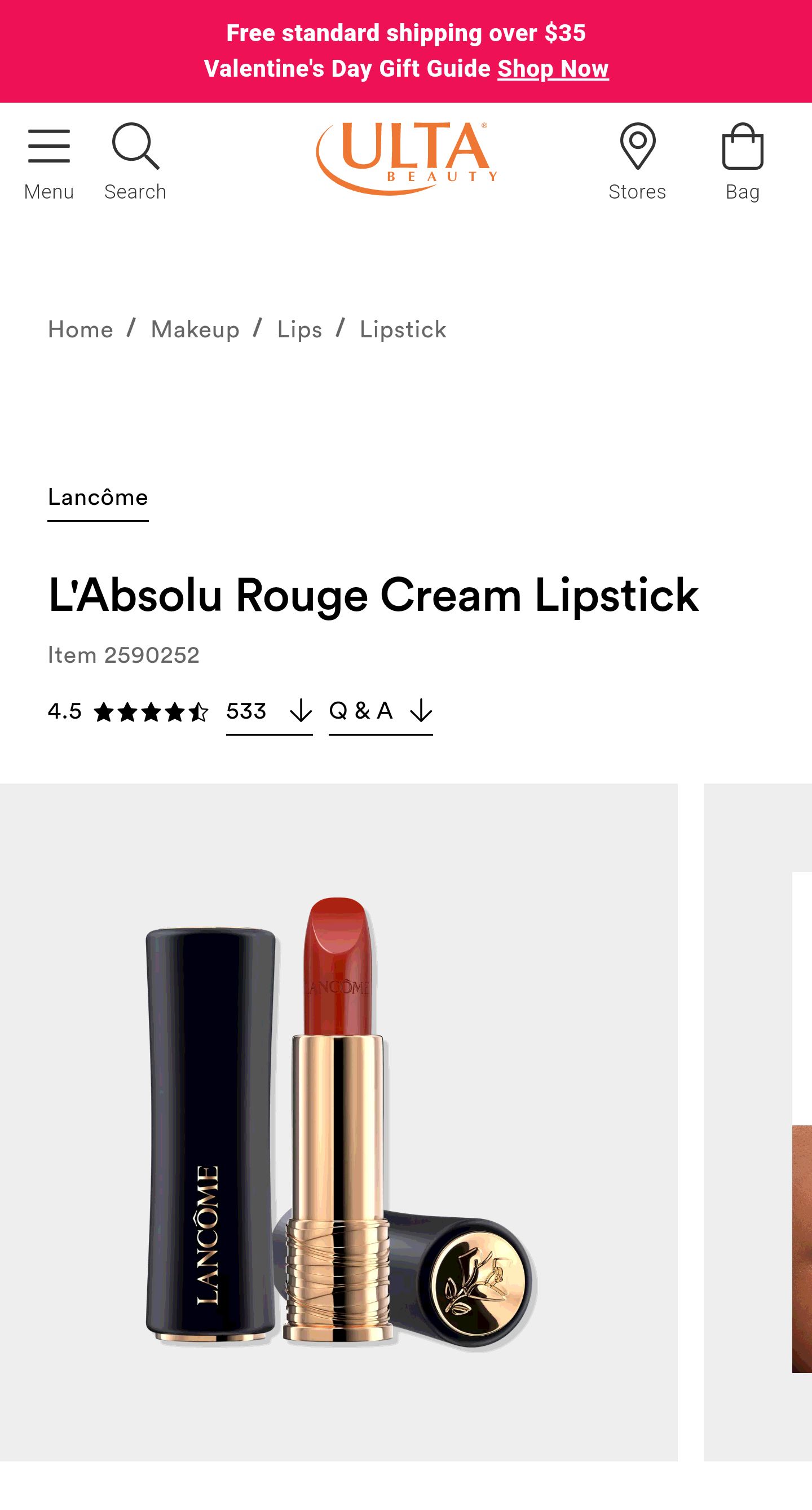 L'Absolu Rouge Cream Lipstick - Lancôme | Ulta Beauty
