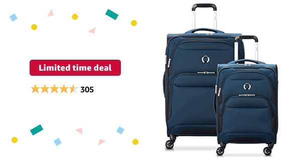 Limited-time deal: DELSEY PARIS Sky Max 2.0 Softside Expandable Luggage with Spinners 2PC, Blue, 2-Piece Set (21/24)