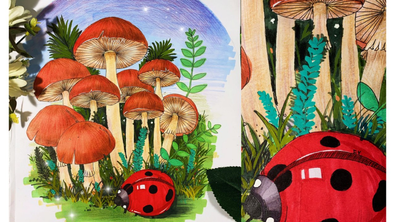 原创马克笔&水彩插画教程|🍄🍄蘑菇森林🍄🍄（适合亲子时间以及自学绘画）