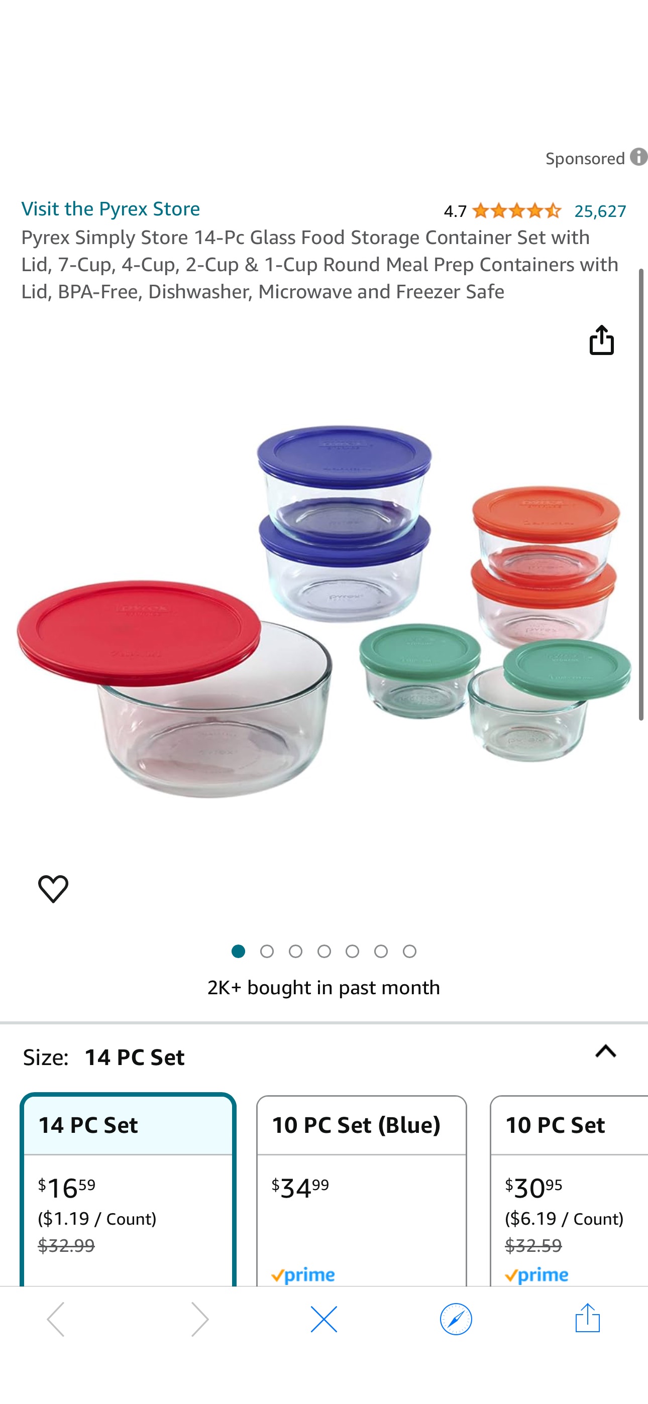 Amazon.com: Pyrex Simply Store 14-Pc Glass Food Storage Container Set with Lid, 7-Cup, 4-Cup, 2-Cup & 1-Cup Round Meal Prep Containers with Lid, BPA-Free, Dishwasher, Microwave and Freezer Safe: Home 