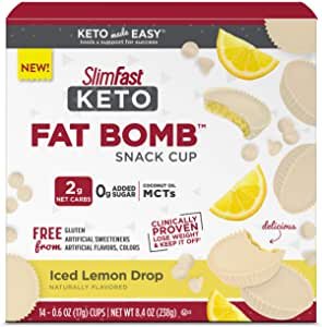 Keto Fat Bomb Snack Cup, Iced Lemon Drop, Keto Snacks for Weight Loss, Low Carb with 0g Added Sugar, 14 Count Box