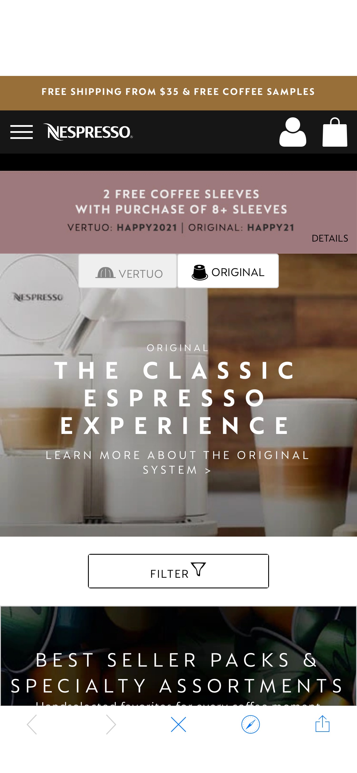 Nespresso Original Coffee Pods & Capsules | Nespresso USA咖啡胶囊