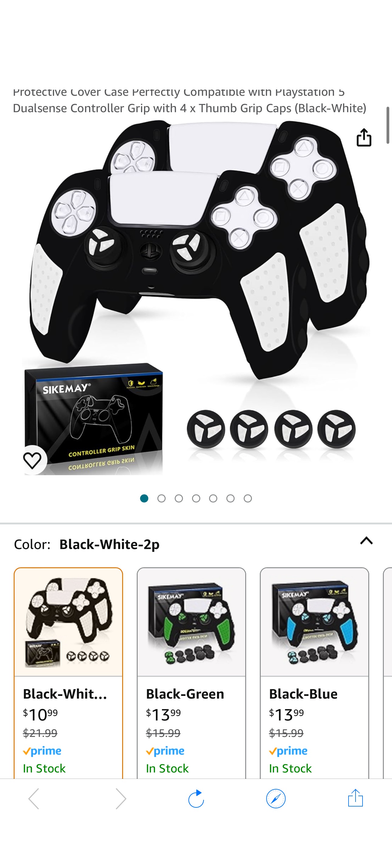 Amazon.com: SIKEMAY [2 Pack PS5 Controller Skin, Anti-Slip Thicken Silicone Protective Cover Case Perfectly Compatible with Playstation 5 Dualsense Controller Grip with 4 x Thumb Grip Caps (Black-Whit