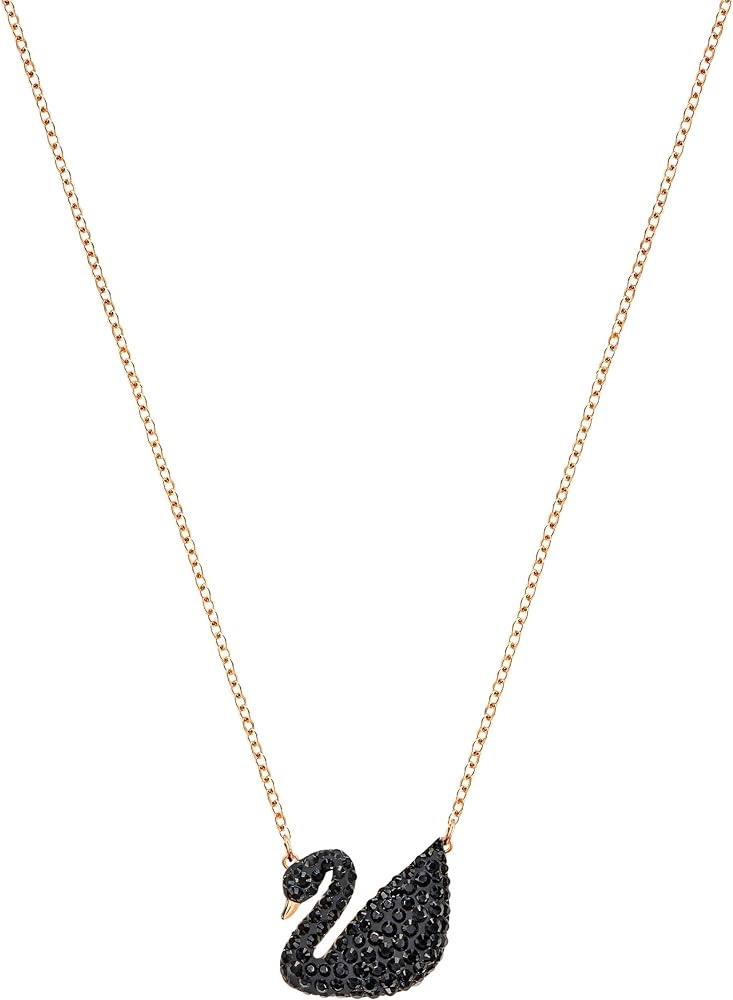 Amazon.com: SWAROVSKI Women's Iconic Swan Rose-gold Finish Pendant Necklace, Black Crystal : Clothing, Shoes & Jewelry