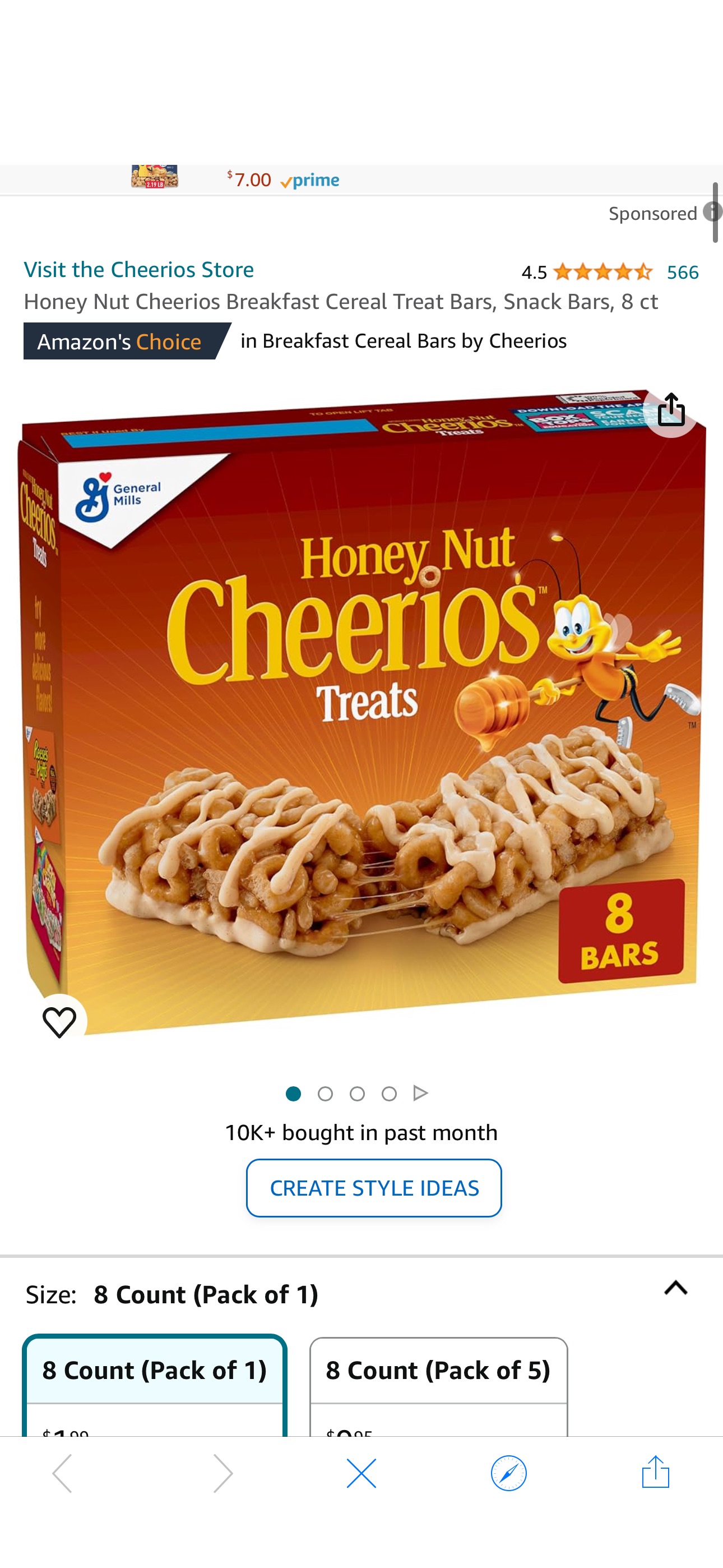 Amazon.com : Honey Nut Cheerios Breakfast Cereal Treat Bars, Snack Bars, 8 ct : Everything Else