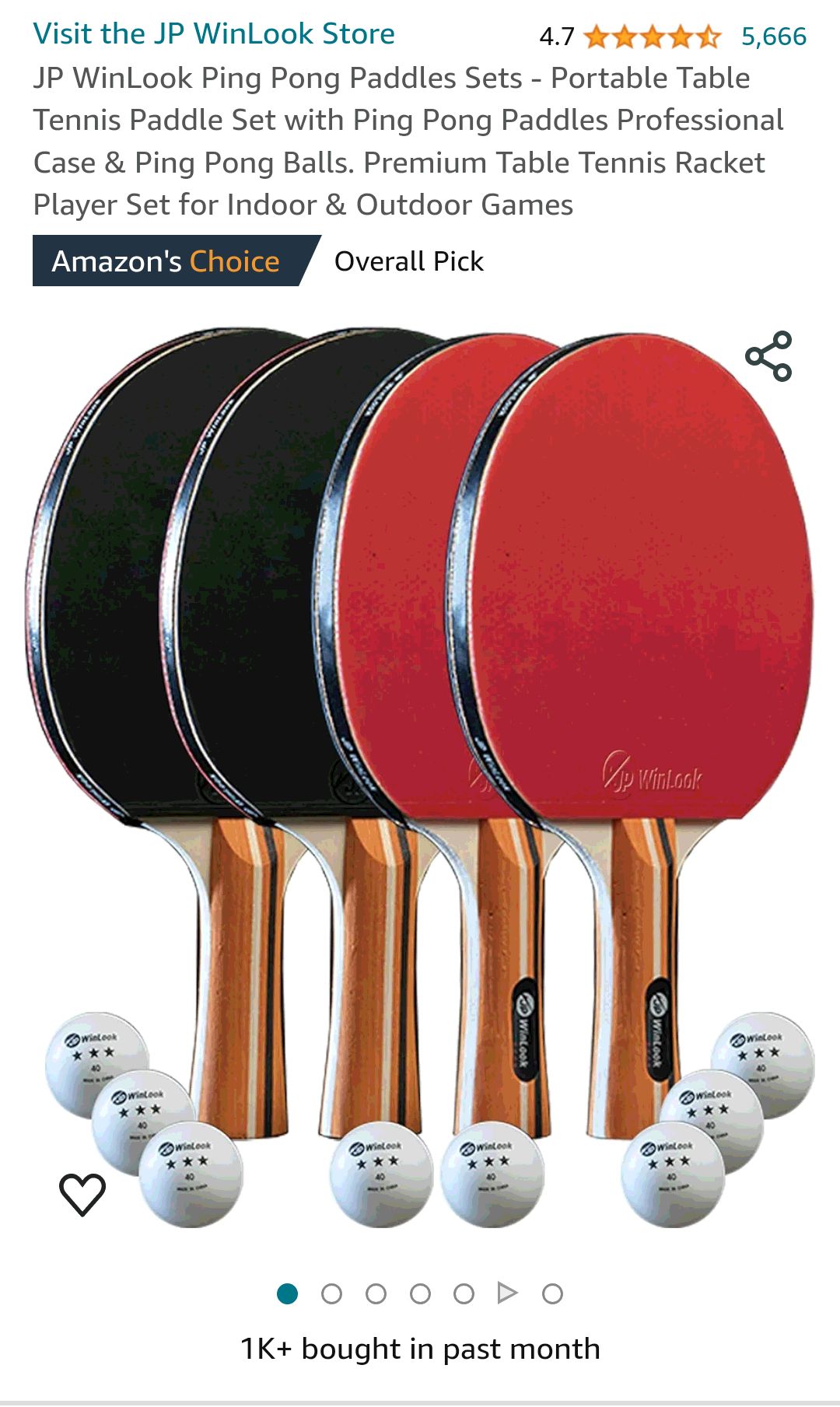 Amazon.com : JP WinLook Ping Pong Paddles Sets of 4 - Portable Table Tennis Paddle Set with Ping Pong Paddles Professional Case & Ping Pong Balls. Premium Table Tennis Racket Player Set for Indoor & O