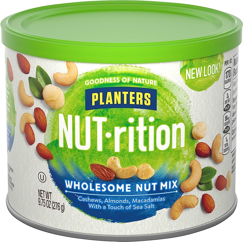 Amazon.com : Planters NUT-rition Wholesome Nut Mix with Cashews, Almonds, and Macadamias, 9.75 oz Canister : Grocery & Gourmet Food