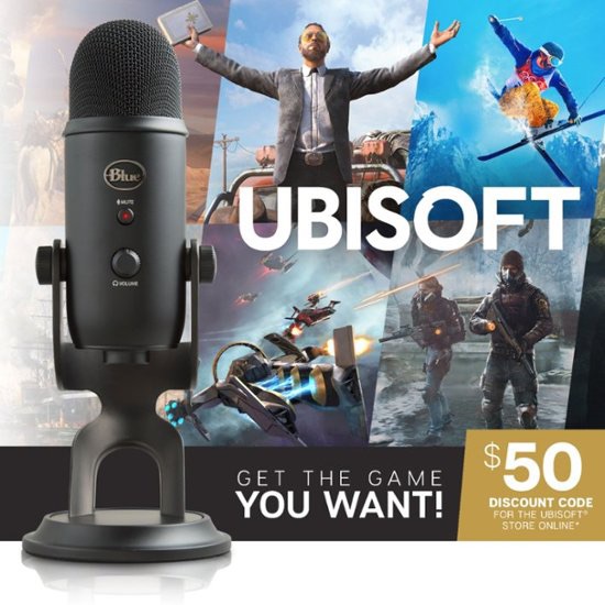 Blue Microphones Blackout Yeti USB Microphone + $50 Ubisoft Discount Code Black 1172 - Best Buy 麦克风