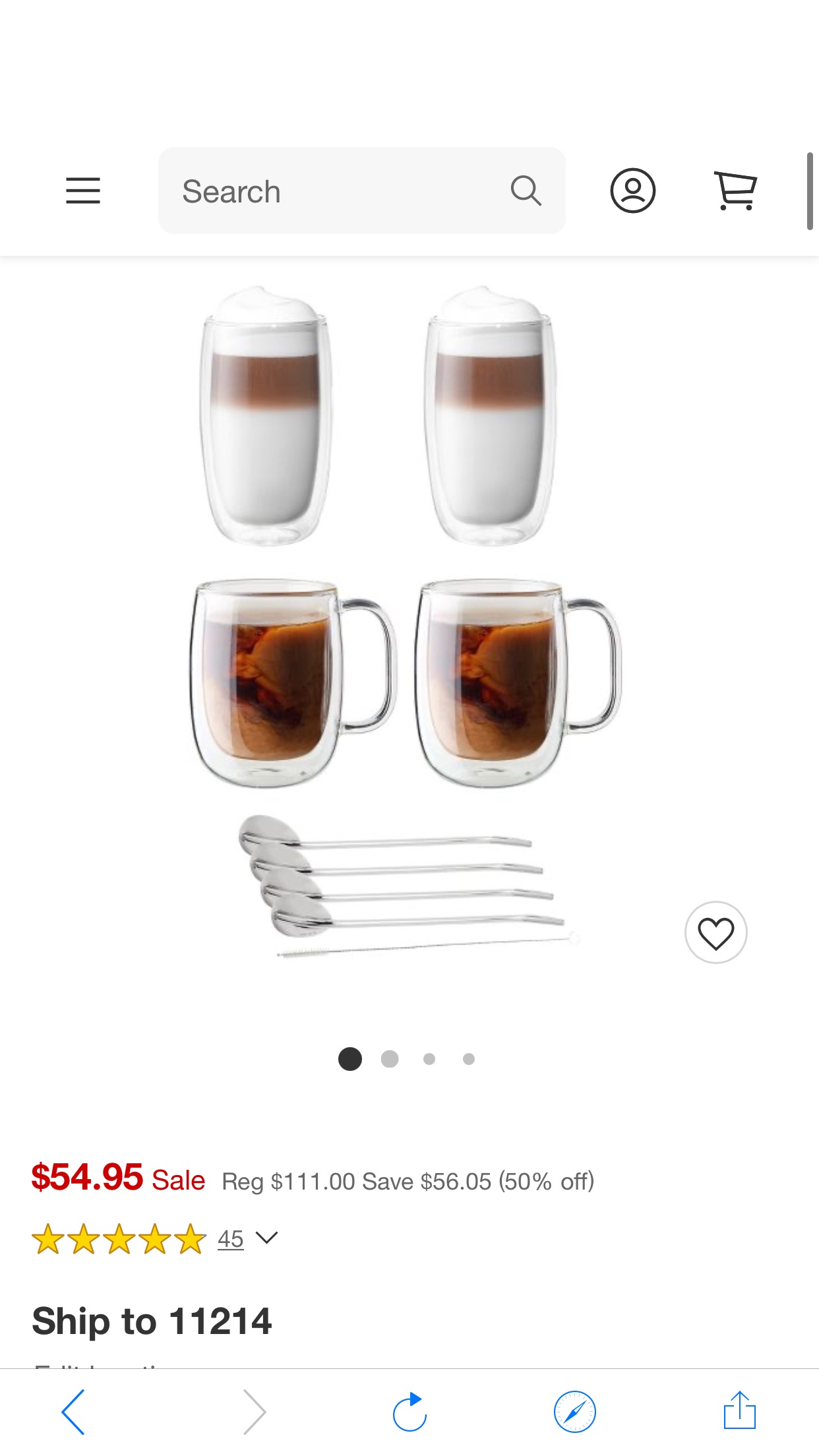 双人牌双层玻璃咖啡杯 Zwilling Sorrento Double-wall Coffee And Beverage 9-pc Glassware Set : Target