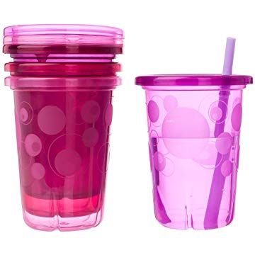The First Years Straw Cup, Pink Take and Toss, 10 Ounce, 4-Count  吸管杯