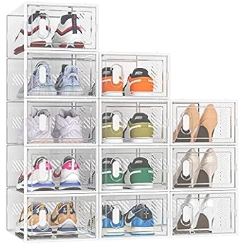Amazon.com: SEE SPRING Large 12 Pack Shoe Storage Box, Clear Plastic Stackable Shoe Organizer for Closet, Space Saving Foldable Shoe Rack Sneaker Container Bin Holder : Home & Kitchen