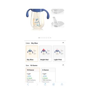 $8.99 Amazon.com: POTATO Weighted Straw Cups For Toddlers Spill Proof, PPSU Sippy Cup with Handles for Boy, Water Bottle for Baby 6 Months with 2 Type of Spout, 10 Ounce Sky Blue: Baby 婴儿杯