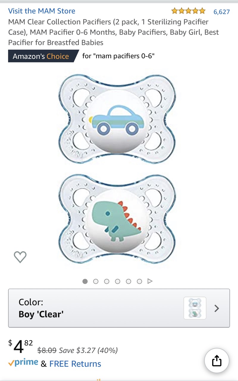 MAM 安抚奶嘴 0-6月 MAM Clear Collection Pacifiers (2 pack, 1 Sterilizing Pacifier Case)
