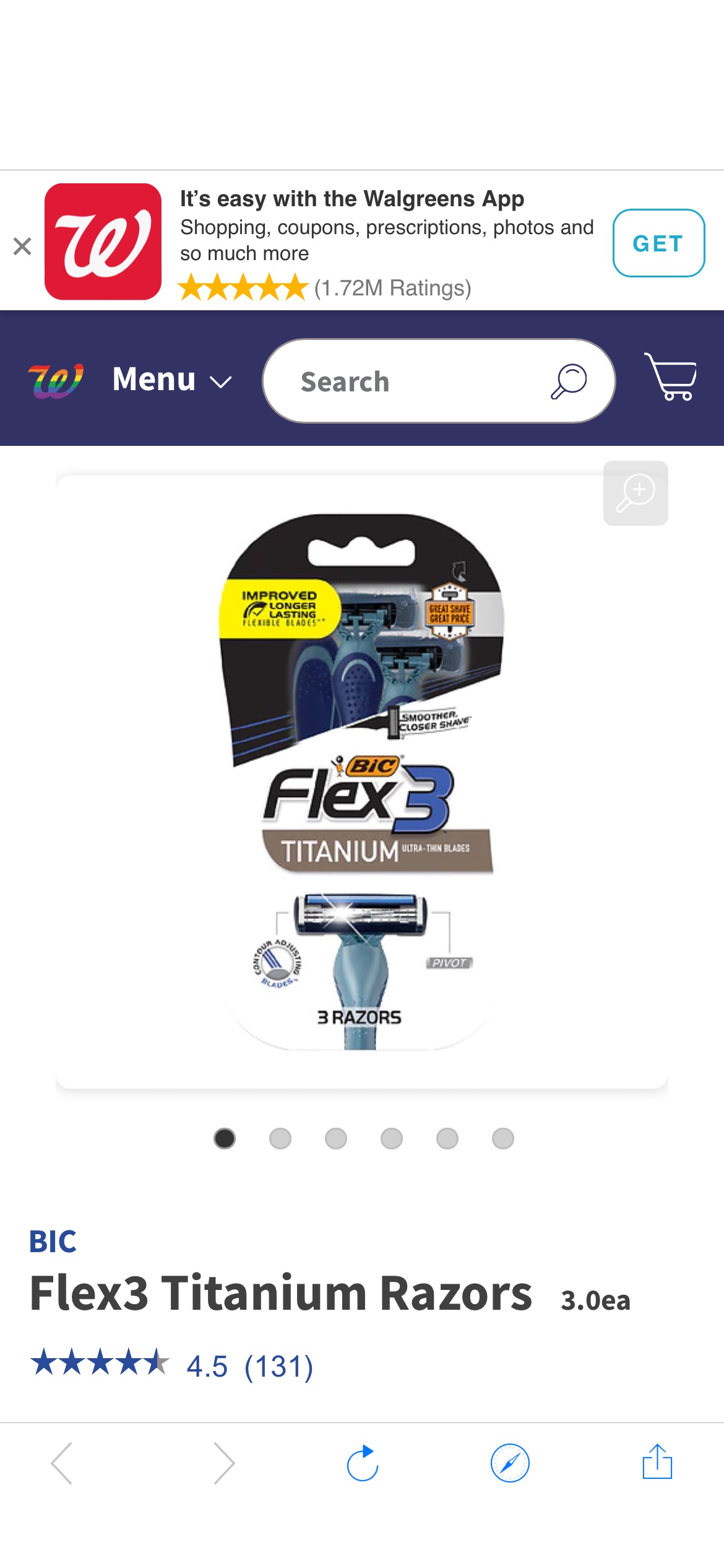 BIC Flex3 Titanium Razors | Walgreens 免费剃刀，需用帐号$4优惠券