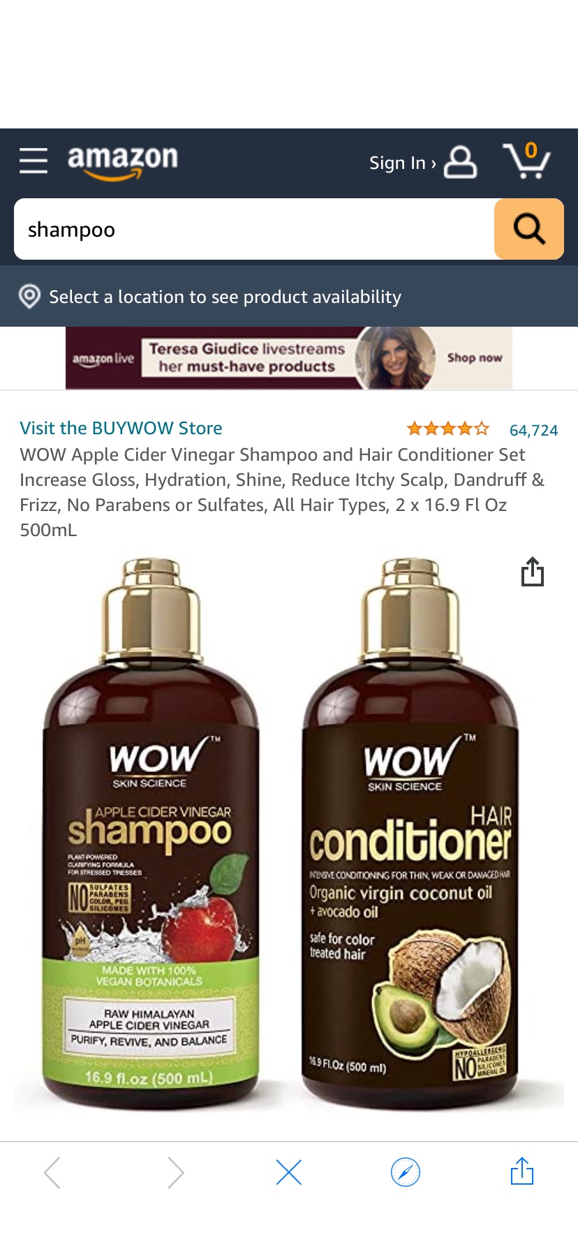Amazon.com : WOW Apple Cider Vinegar Shampoo and Hair Conditioner Set洗发套装