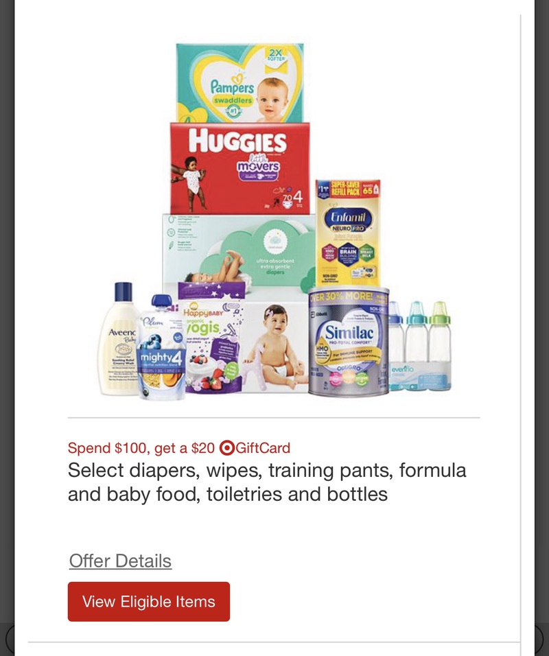 Target : Expect More. Pay Less. 婴儿用品尿不湿，湿巾，奶粉，满$100送$20礼卡