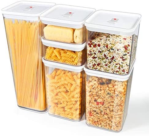 TBMax Airtight Food Storage Containers, Set of 6 BPA-Free Plastic Cereal Dispenser