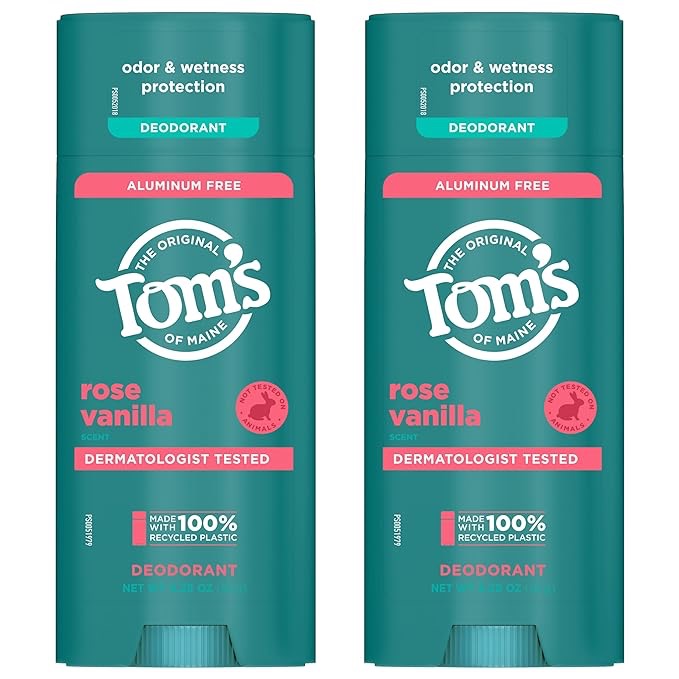 Amazon.com : Tom’s of Maine 玫瑰香草天然除臭剂，男女皆宜，不含铝，3.25 盎司，2 件装：